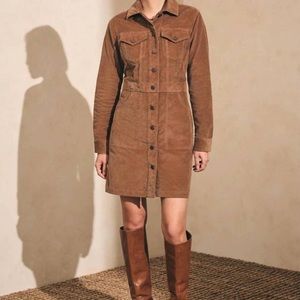 FAHERTY stretch cord michelle dress in cord brown
